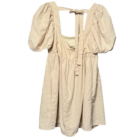 Jaquie The Label Aimee Puff Sleeve Cotton Tie Back Cottagecore  Babydoll Dress - Picture 7 of 12